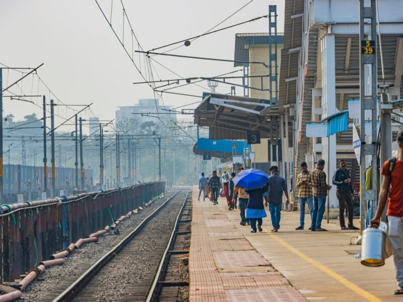 Railway station platform, India